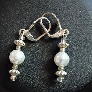 Elegant Silver and White Pearl Earrings